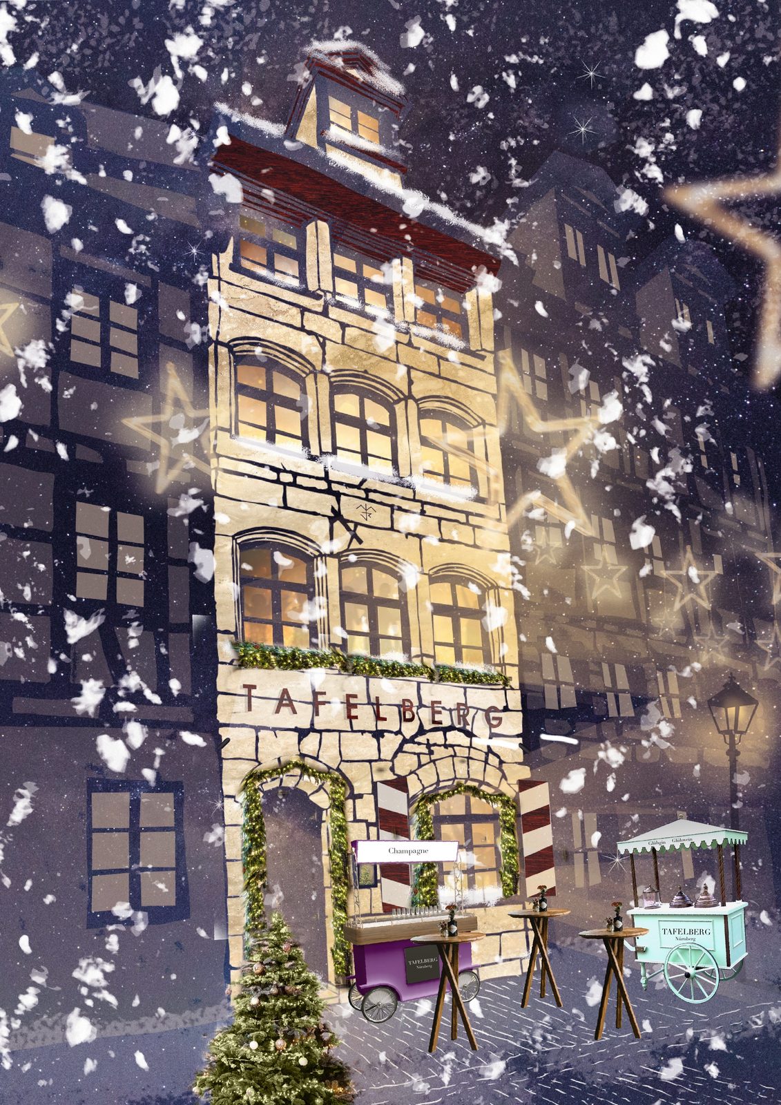 Winterliche Bar-Illustration Tafelberg